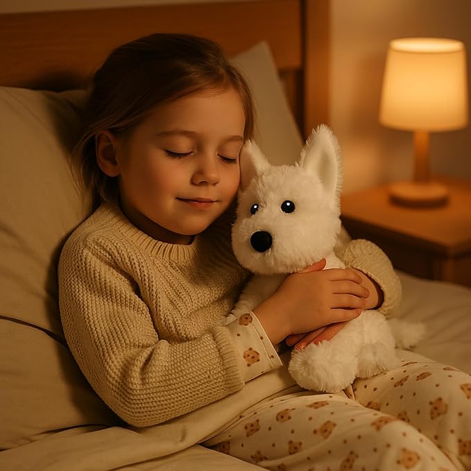 West Highland White Terrier Dog White Westie Puppy Stuffed Animals Plush Toys for Kids Girls Boys Baby Birthday Bedtime Gift, 12 inches