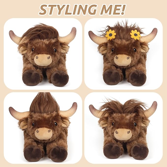 Cuckool Bull Stuffed Animals, Microwavable Stuffed Animals Adorable Fluffy Bull Plush for Warmth & Comfort, Heatable Coolable Lavender Scent Toys, Cute Soft Plushies Gift for Kids Boys Girls & Adults