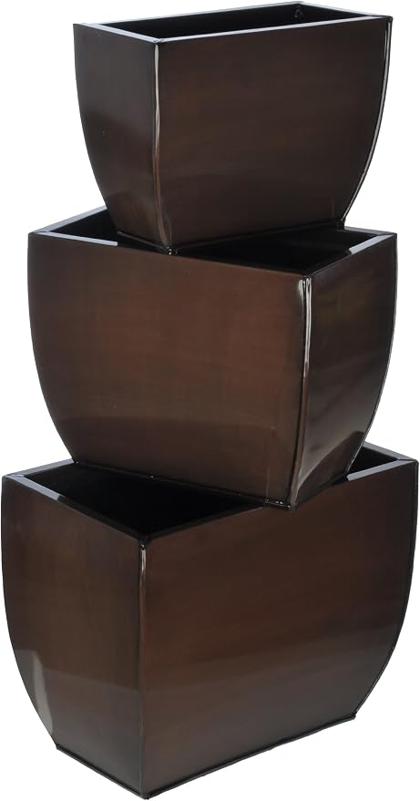 Gloss Brown 509 Zinc Vase (3 Sizes) - Set of 6 vases