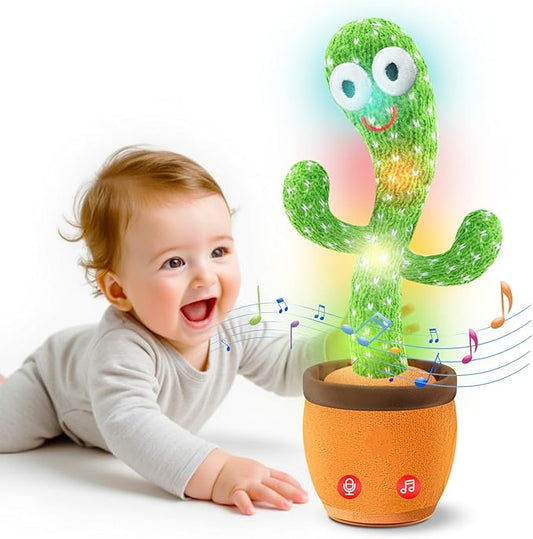 Dancing Talking Cactus Toy,Silly Baby Stocking Stuffers for Kids,Interactive LED Repeat Record Singing Wriggle Mimicking Girls Boys Toddler Toys,2025 Top Christmas Unique Gifts 120 Song Green