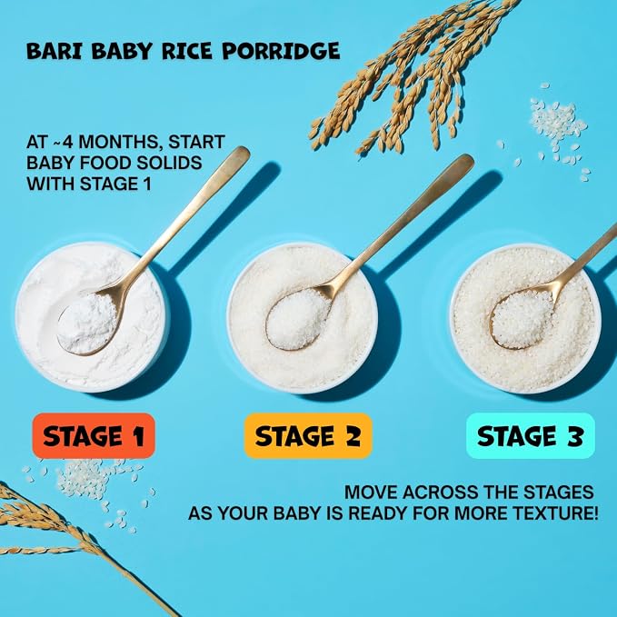 BARI Organic Baby Rice Porridge – Stage 1 – First Food for Babies 4+ Months | USDA Organic, Heavy Metal Tested, Korean Rice Cereal, No Added Sugar, Gluten-Free | 4.2 oz (10 Packets)