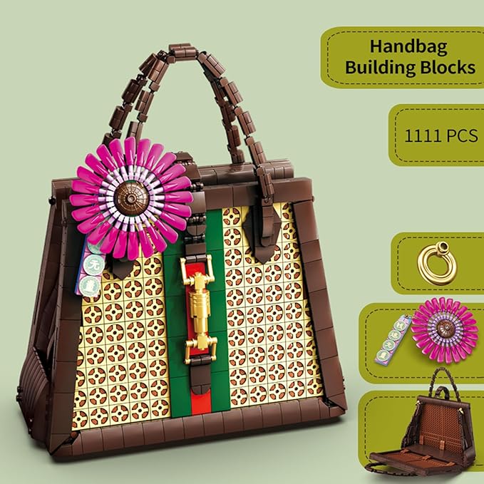 KAZI Purse Building Set, Handbag Model Building Blocks,Purses to Build for Women,Gift for Her for Anniversary and Valentine's Day,Mothers Day
