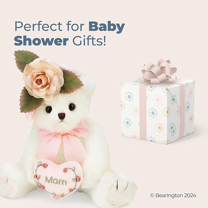 Bearington Mommy Tenderheart White Stuffed Bear, 10 Inch Mother Teddy Bear - Baby Stuffed Animals
