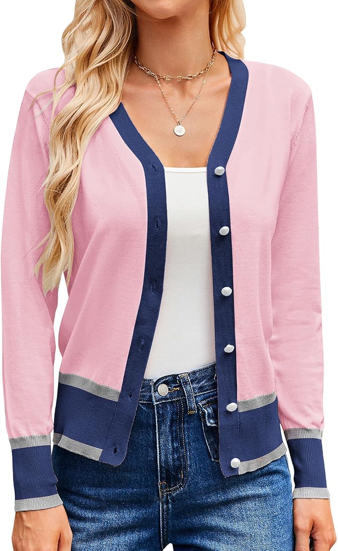 GRACE KARIN Cardigan Sweaters for Women Lightweight Long Sleeve Cropped Cardigan Summer Fall Fashion Clothing Outfits Shrug