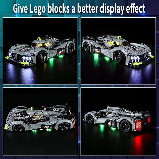 Vaodest LED Light for Lego Technic 42156 Peugeot 9X8 24H Le Mans Hybrid Hypercar Set,Design and Configuration Compatible with Model 42156 (LED Light Only, Not Building Block Kit)