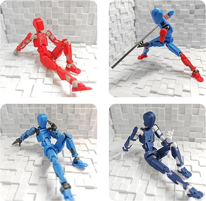 T13 Action Figure Set, 3D Printed Multi-Jointed Movable Robot Dummy Set Lucky 13 Action Figure Articulated, for Collectors Desktop Decorations (3pcs)