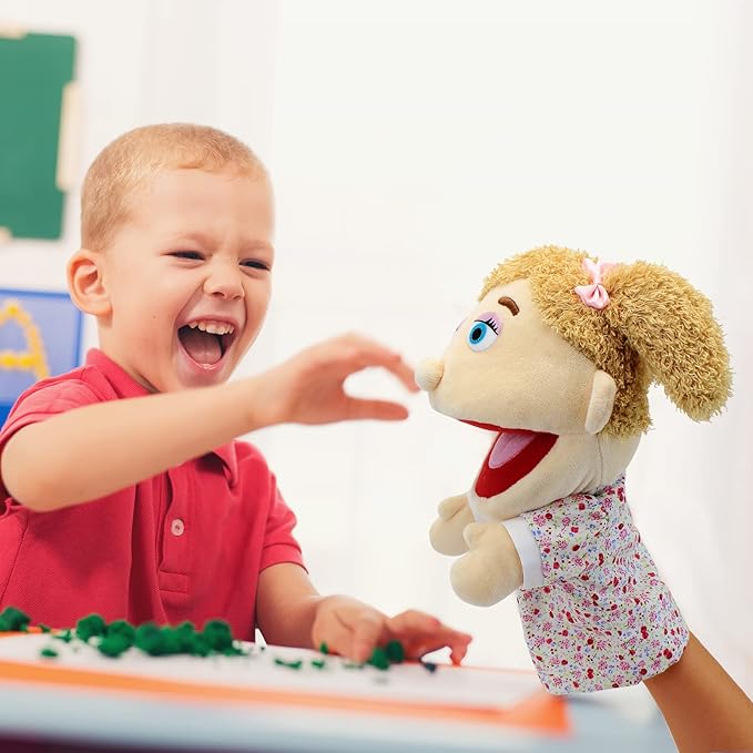 Family Hand Puppets,Puppets for Kids Role Paly Family Members 13.4 INCH Multi-Ethnic Puppets Plush Soft Hand Puppets Family Puppets Story Toys, Puppets for Girls Boys Finger Puppets Puppet Set Gifts