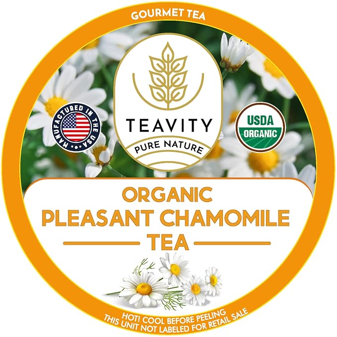 Organic Chamomile Tea Pods for Keurig - Decaf Tea Pods - Pleasant Chamomile by Teavity (12 Count (Pack of 1))