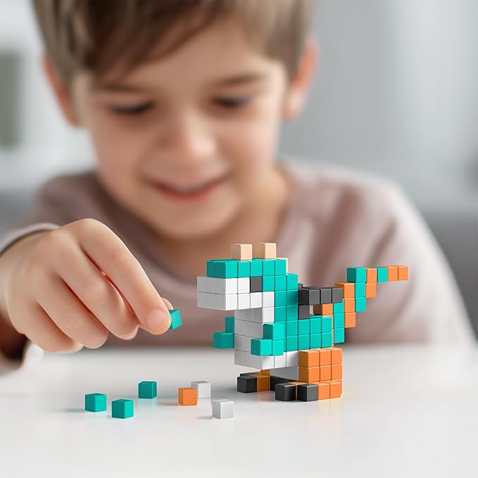 PIXIO Manga - Tiny Magnetic Blocks Building Toy in The Pixel Art Style with Free App - 5/16" Plastic Cubes with 6 Magnets Inside - Open Ended Toy - Creativity kit for Ages 6+