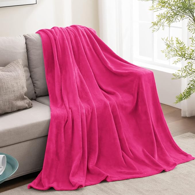 BEDELITE Fleece Blanket Soft Plush Twin Size Blanket Hot Pink 60"x80" | Ultra Soft Fleece, Plush Microfiber, Lightweight Warmth, All Season Comfort, Fade Resistant, Machine Washable, Couch Sofa Bed