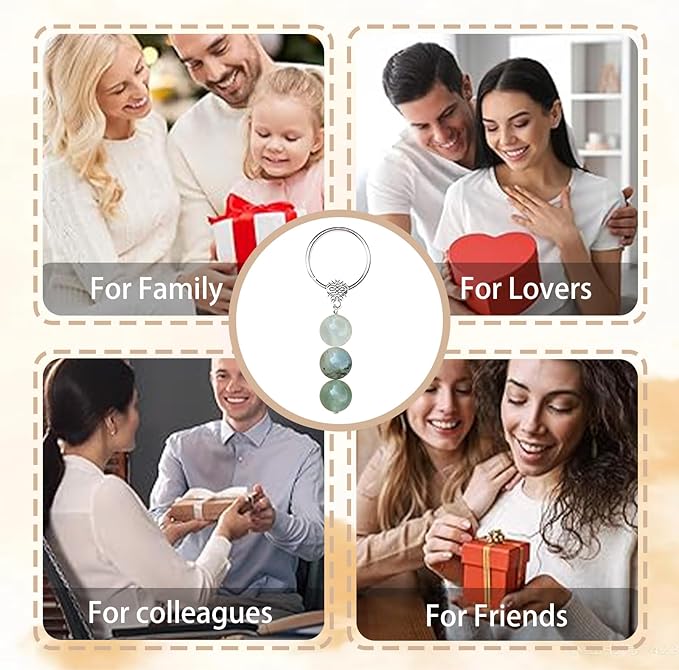 Healing Crystal Keychain Bracelet Set Healing Stones Anxiety Relief Natural Crystal Keychain for Women