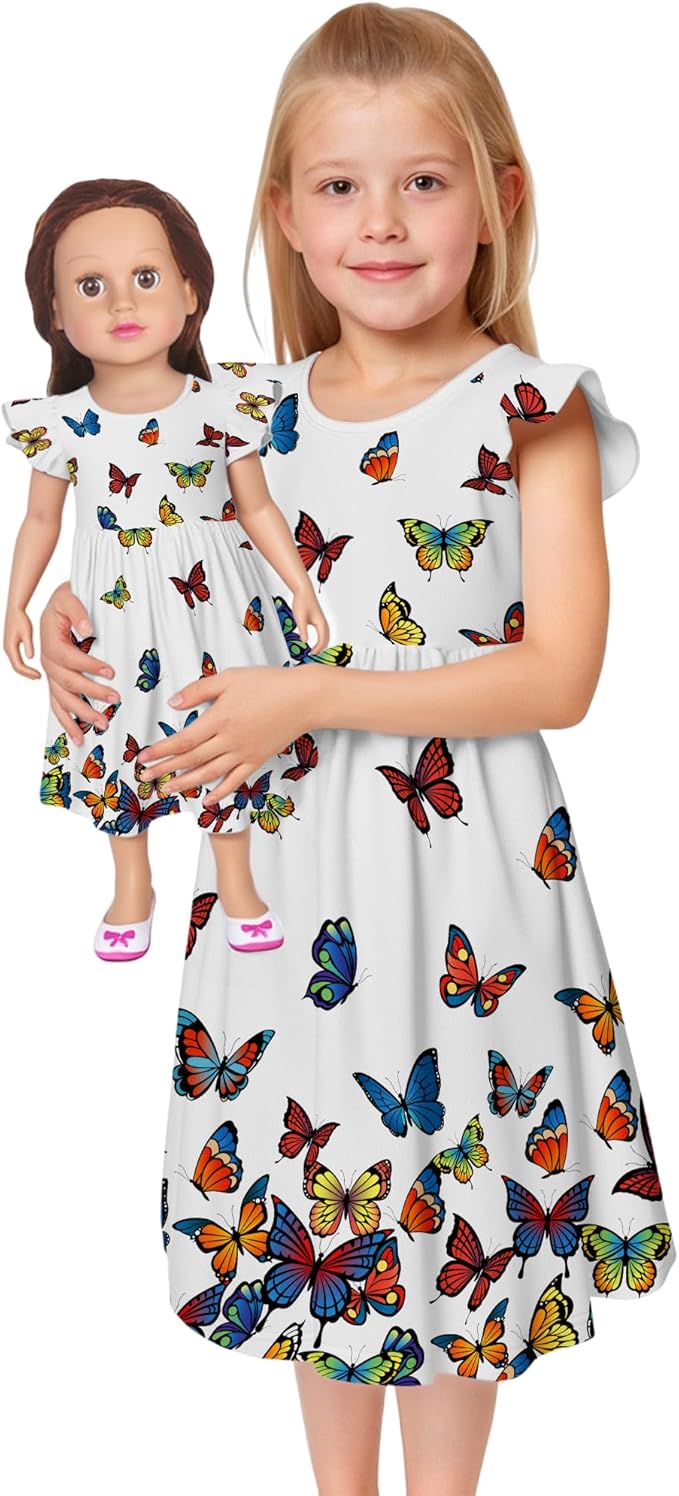 LQSZ Doll and Girl Matching Princess Dress Outfits for Girls and 18" Matching Doll and Girl Clothes