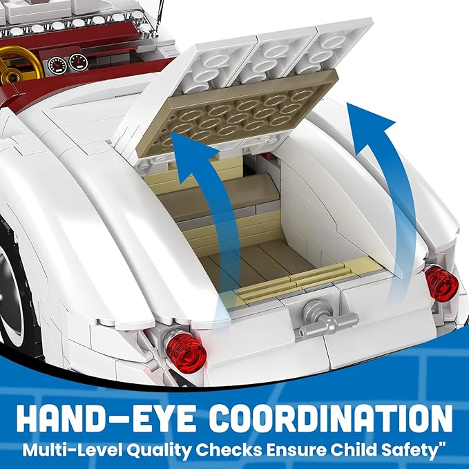 Mould King 10236 Vintage Roadster Building Set, Collectible Adult Convertible Sports Car Model, 1302 Pieces Desk Decor Display Vehicle Kit for Men and Hobbyists Ages 14+ ﻿