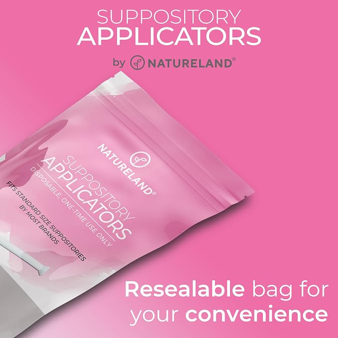 Natureland Personal Suppository Applicators for Women, Individually Wrapped Disposable Applicators with Silky Smooth Comfort Tip, Daily Intimate Care Tool (Large tip applicators, 20 Count (Pack of 1)) | Silky smooth comfort tip for clean gentle inserti...
