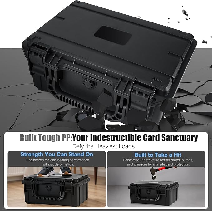 QINGUANG Graded Card Storage Box 3 Rows,Trading Card Case with 6 Foam Dividers, Waterproof PSA Slab Case for PSA/CSG/CGC/BGS Top Loaders Sports Cards