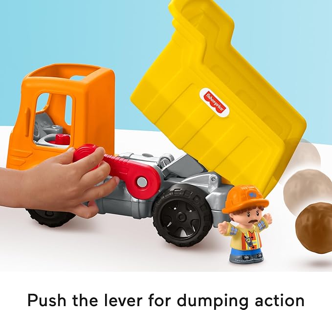 Fisher-Price Little People Toddler Construction Toy Work Together Dump Truck with Music & Accessories for Pretend Play Kids Ages 1+ Years