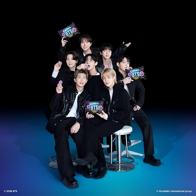 OREO BTS Sandwich Cookies, Limited Edition, 10.68 oz. | Brown Sugar Pancake Flavor Creme, Purple Wafer Cookies, 13 unique BTS-selected Designs