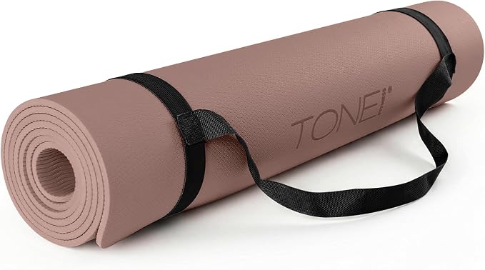 TONE Fitness Yoga Mat 1/4" Thick Non Slip Exercise & Pilates Mat for Home Workouts with Carrying Strap | Multiple Options