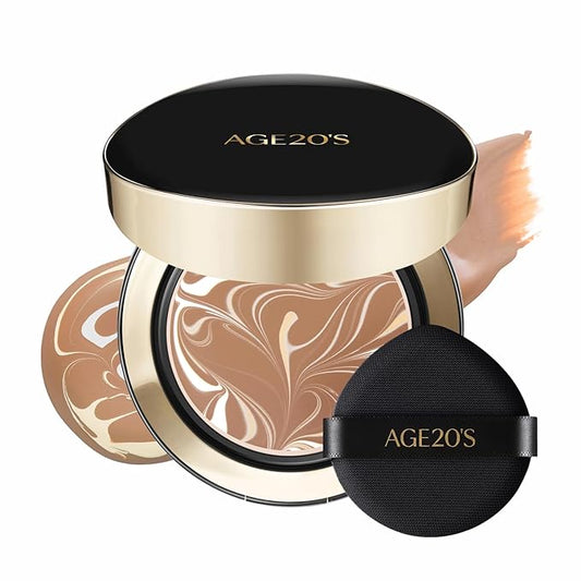 [Vegan] AGE20'S Signature Essence Pact | Pack of 1 | 28N WALNUT | Korean Cushion Foundation | Cream Foundation, Dewy & Glow Finish, Natural Coverage, SPF 50+