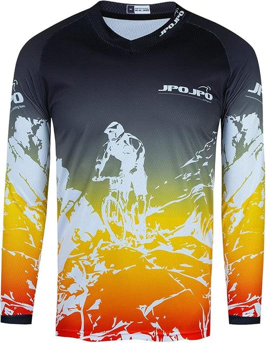Boy Girl Cycling Jersey Kids Mountain Bike Motocross Long Sleeve Shirt Biking Tops 4-14 Years