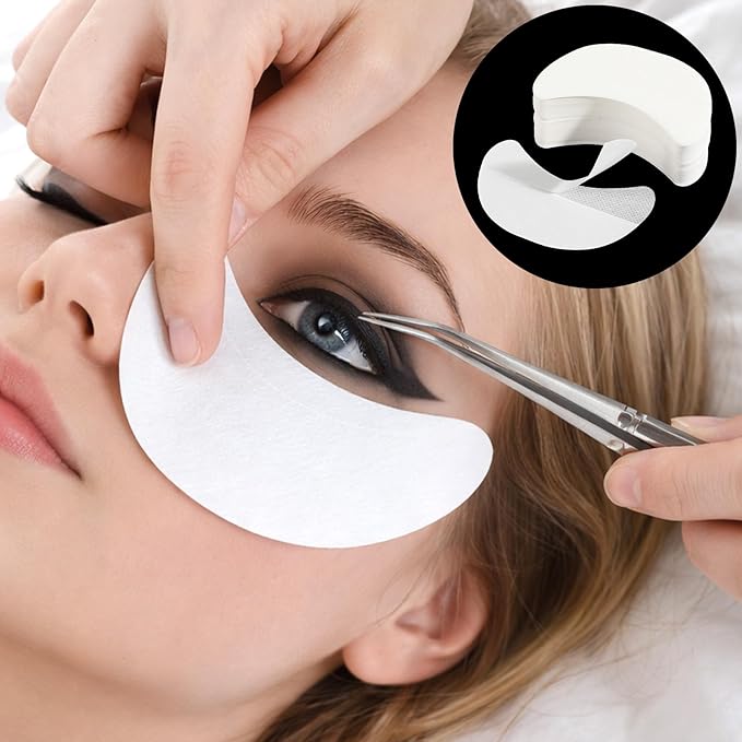 100 Pcs Eyeshadow Shield, Lint Free Eye Patches for Lash Extensions, 3.35" X 1.97" Eyeshadow Tape Eye Shadow Stencil, White Eyeshadow Stickers Prevent Makeup Residue for Eyeliner & Makeup