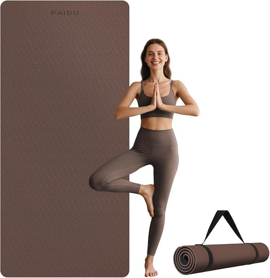 PAIDU Extra Long Wide Yoga Mat 76"x33"x2/5 Inch - Non Slip Thick Exercise Mat for Home Gym, Yoga, Pilates & Workouts
