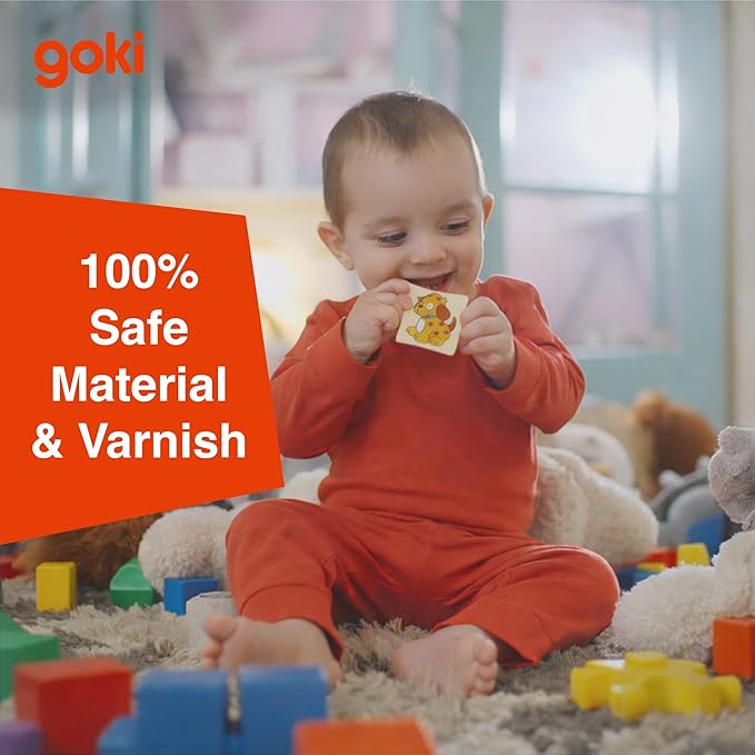 GOKI Chunky Wooden Puzzle for Toddlers 2-4 Montessori Learning Toy - Who Eats What - Educational Toys for 2 Year Old - Ideal Gift for Toddler 9pcs - Designed with Love in Germany
