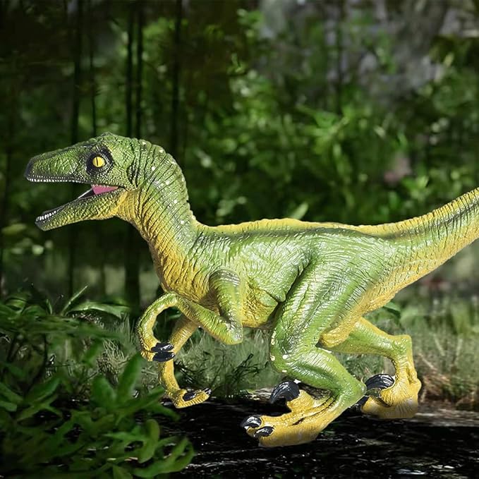 Large Dinosaur Toy, 15.6 inch Velociraptor Figure, Realistic with Movable Jaw, Educational Model, Perfect for Collectors, Dinosaur Fans, Birthday Gift