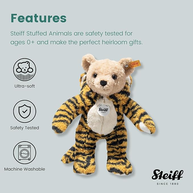 Steiff Teddy Bear with Tiger Hoodie Costume, Chinese Zodiac Plush Toy for Kids, 11"