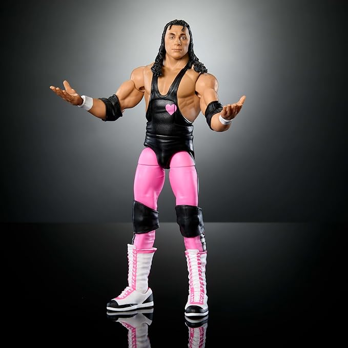Mattel WWE Elite Collection Action Figure & Accessories, Premium Live Event Bret Hart Set, Wrestlemania with Howard Finkel Build-A-Figure Parts