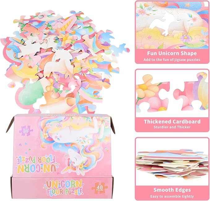 Unicorn Floor Puzzle - 48 Large Pieces, Ideal as Unicorn Party Decorations & Magical Gifts for Girls