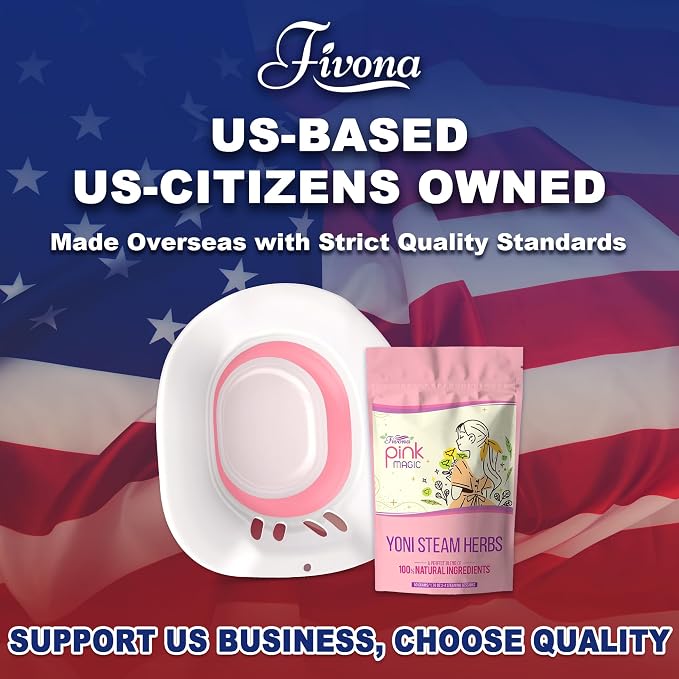 Fivona Yoni Steam Kit 2-in-1 Bundle of Steaming Seat with Pink Magic Herbs Bundle - at Home V-SPA Cleansing Set for Toilet Bowl - Detox and Rejuvenate with All-Natural Herbal Therapy