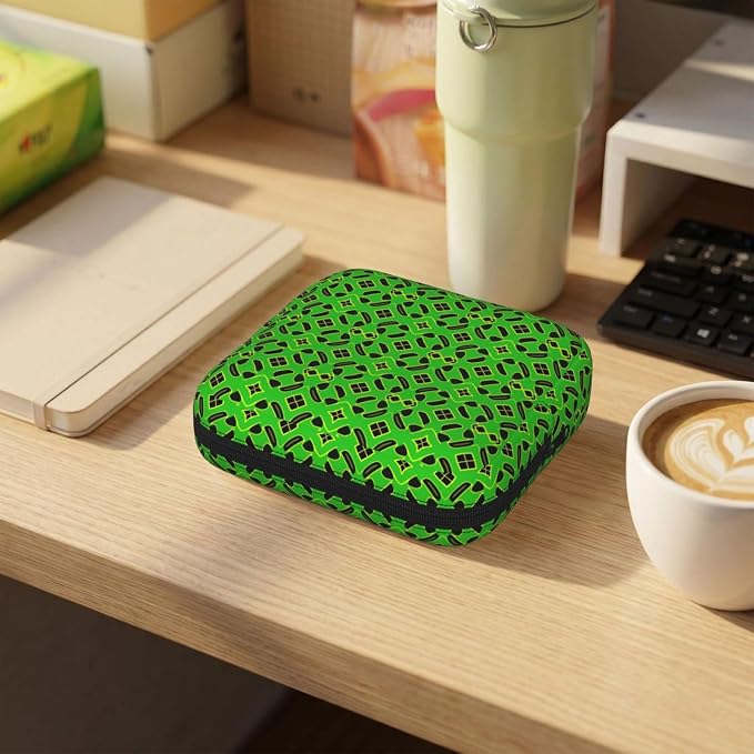 Space Saving Menstrual Pouch Abstract Jamaica Jamaican Flag, Flexible Foldable Design, Discreet Storage Bag for Period Accessories Travel Commute