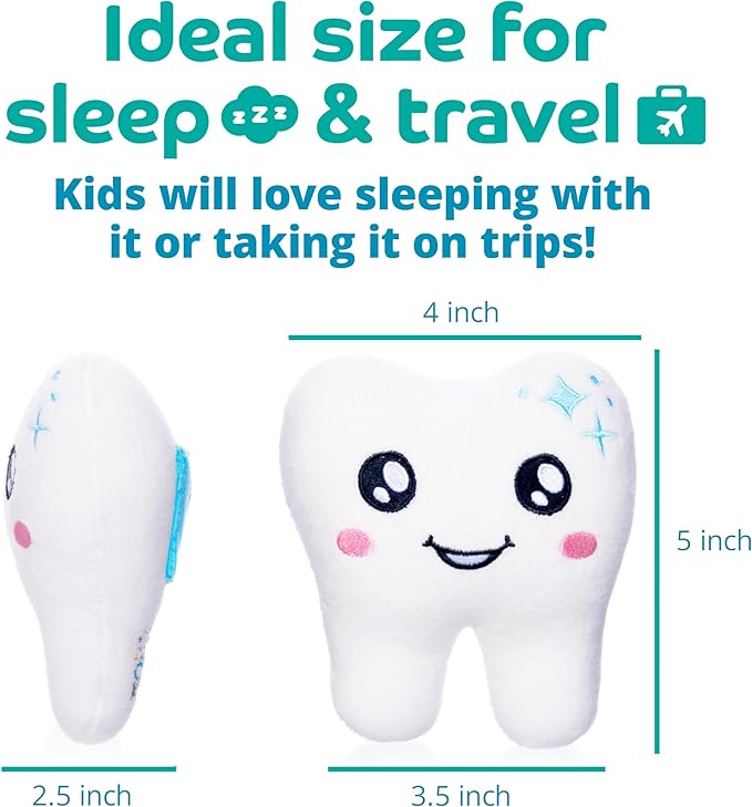 Tooth Fairy Pillow - Soft Plush Tooth Fairy Pillow with Pocket - Keepsake for Kids - Tooth Holder for Girls' Tooth Loss Joy
