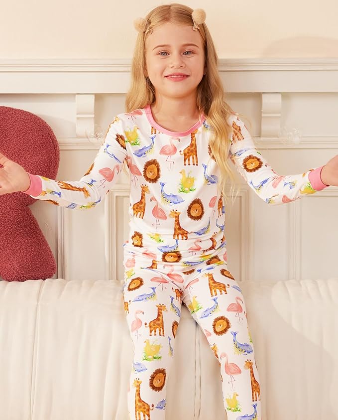 Bamboo Viscose Toddler Girls Kids Pajamas Unicorn Mermaid Pjs Long Sleeve Snug fit 12M-8Y 2pcs Soft Jammies