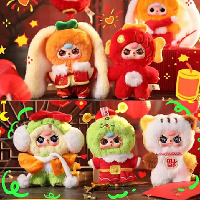Baby Three New Year Series Vinyl Plush Doll, Cute Cartoon Mystery Model Collection Plush Toy, Birthday for Friends Kids, Random 1pc