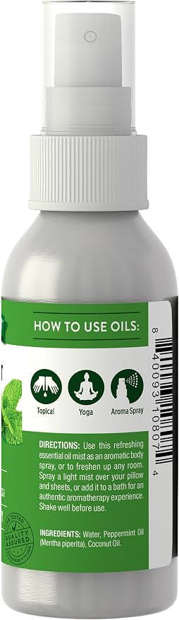 Nature's Truth Peppermint Essential Oil Spray | 2.4 Fluid Ounces | for Aromatherapy | Plant Based, Non-GMO & Gluten Free