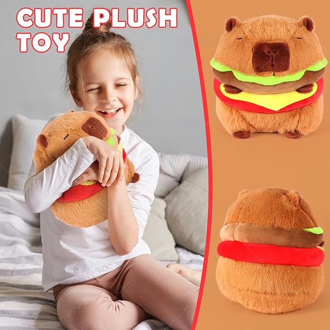 Cute Capybara Plush Toy 13.8 inch, Soft Capybara Stuffed Animal Plushies Pillow Birthday Gift for Kids