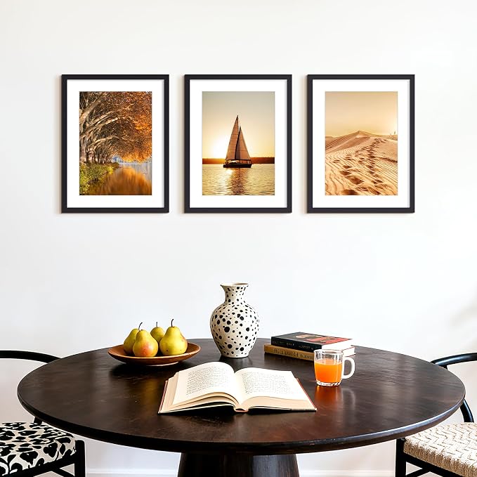 upsimples 13x17 Picture Frame, Display Pictures 10x14 with Mat or 13x17 Without, Wall Hanging Photo Frame, Black, 1 Pack