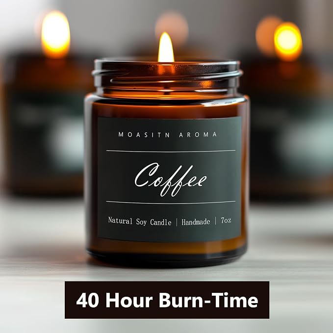 MOASITN Coffee Highly Scented Candles for Home| Organic Soy Aromatherapy Candle| Handmade Long Lasting Jar Candle| Candel Gift for Women,Men as Birthday,Housewarming,Relaxing,Christmas Gifts| 7oz
