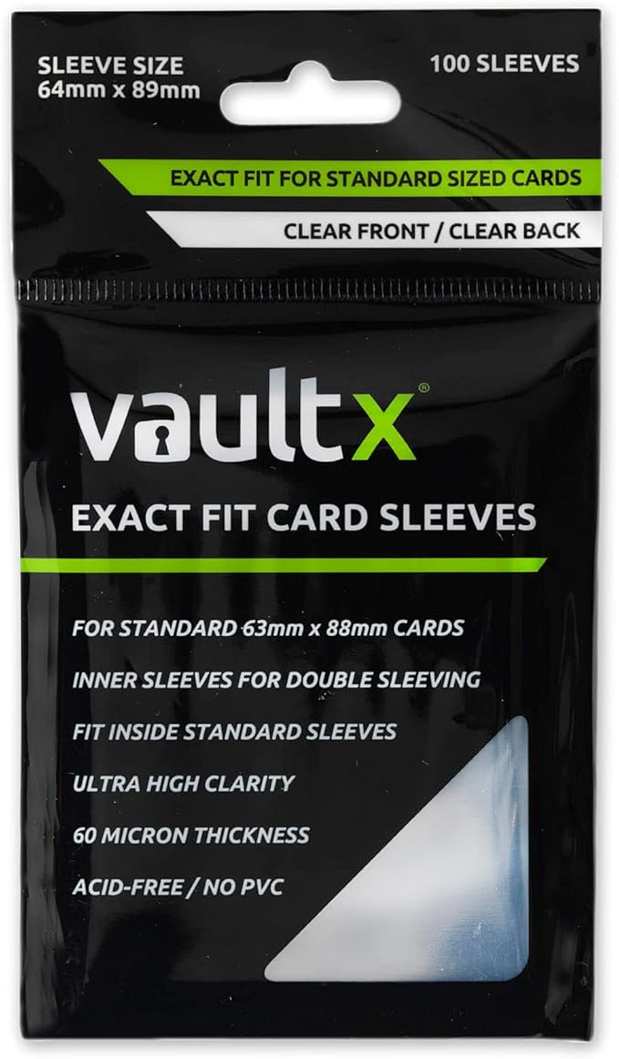 Vault X Exact Fit Sleeves (100 Pack) Perfect Inner Sleeves for Trading Cards, Clear
