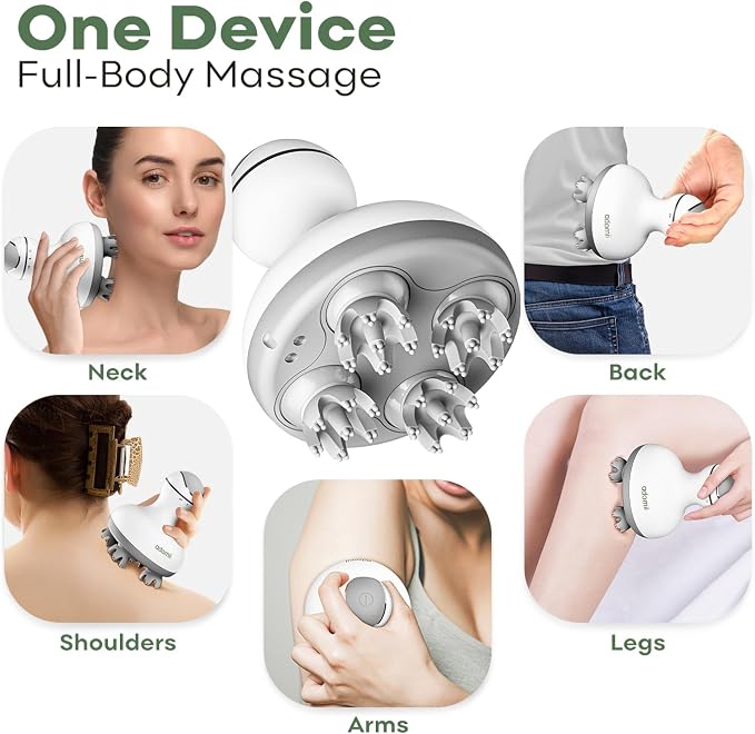 adomii Electric Scalp Massager, Cordless Head Massager for Hair Growth - 84 Kneading Nodes, 4 Modes, IPX7 Waterproof, Pet-Friendly Cat Scratcher, Ideal Gift for Women Men