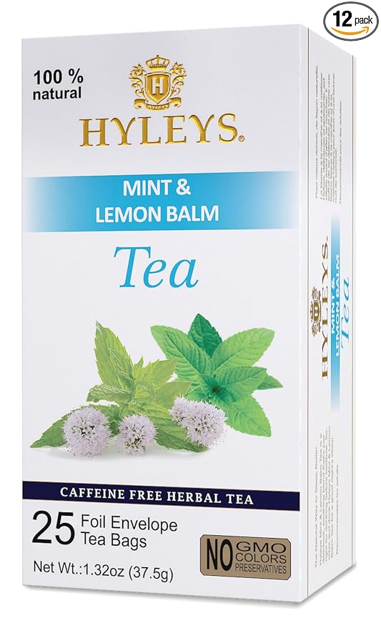 Hyleys Sleep Lemon Balm Herbal Tea - Relaxing Evening Blend, Caffeine-Free, 100% Natural, Non-GMO, Gluten-Free, Dairy-Free, Sugar-Free, Decaf - 25 Tea Bags (12 Pack - 300 Tea Bags Total)