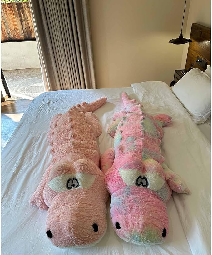 Hofun4U Alligator Plush Pillow, 67 inch Alligator Stuffed Animal, Home Decoration Christmas Valentine’s Birthday Gift for Boys Girls Adults Kids (Pink)