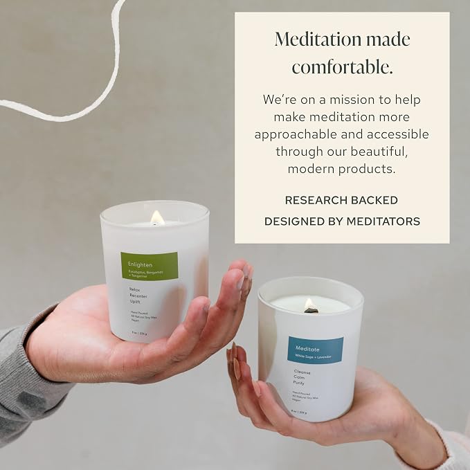 Mindful Modern Natural Awaken Candle | Ginger & Lemongrass Scented | Aromatherapy for Stress Relief, Meditation, Yoga, Chakra Healing, & Prayer | Elegant Home Fragrance | Soy Wax | 8oz Glass Jar