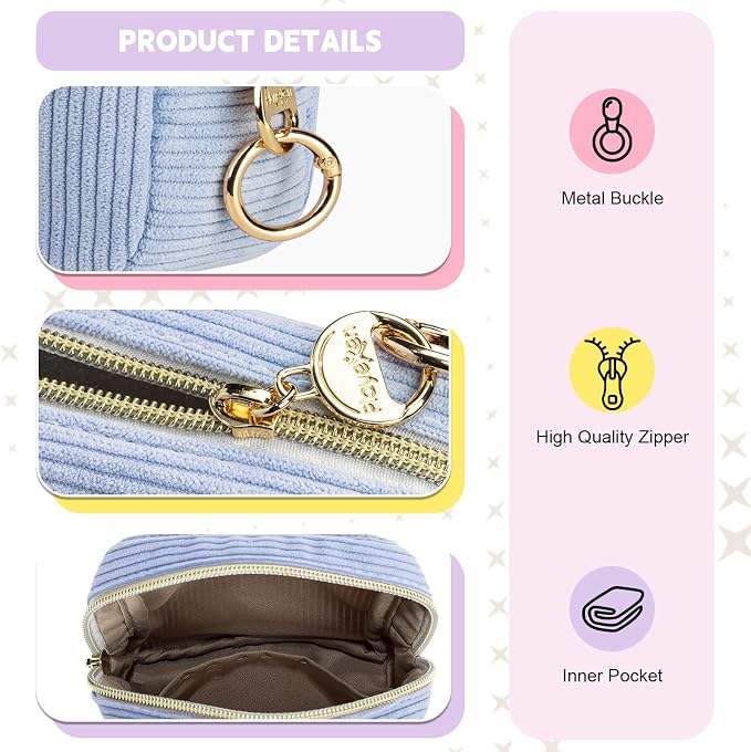 First Period kit for Girls, Corduroy Cute Sanitary Napkin Storage Bag, Menstrual Pad Bag Tampon Holder for Purse, First Period Gifts (Pink)