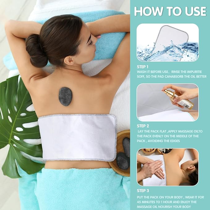 Newwiee 12 Pcs Castor Oil Pack Wrap Organic Cotton Flannel Reusable Washable Flannel Cloth Castor Oil Compress Pads for Entire Body Machine