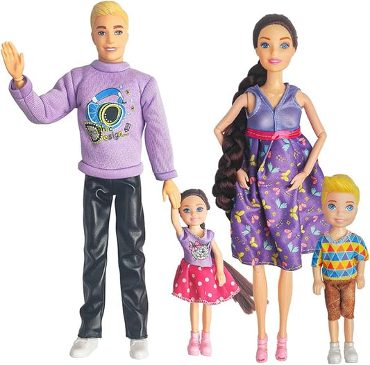 Interactive Family Toy Fun Action Figures Set, Imaginative Family Doll Play