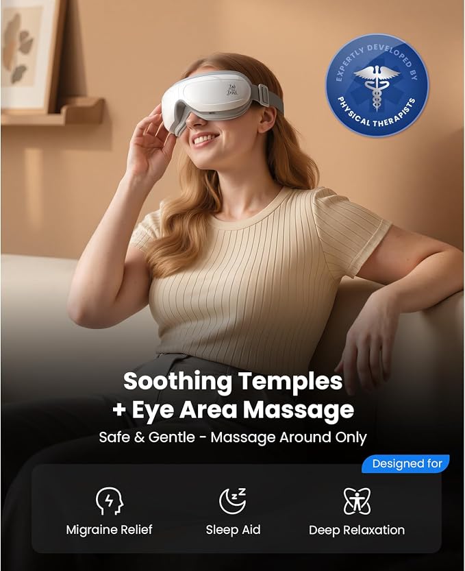 BOB AND BRAD Eye Massager with Heat FSA Eligible HSA, Birthday Gifts for Women Men Mom EyeOasis 2 Heated Eye Mask for Migraines with Music, Smart Migraine Massager for Dry Eyes Relief & Improve Sleep