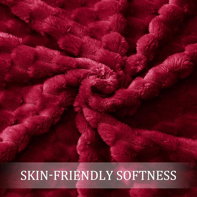 Exclusivo Mezcla 3D Fleece Queen Size Blanket for Bed, Deep Red | Extra Soft Fuzzy Plush Lightweight Bed Blankets, Cozy Fluffy Decorative Blankets for All Seasons, 90x90 Inches